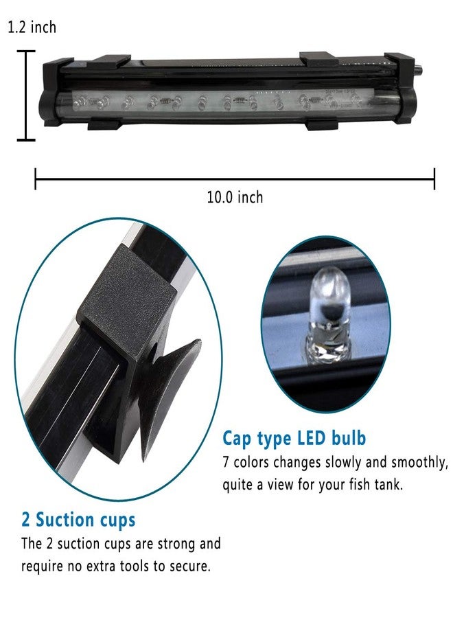 PULACO 2W Aquarium Fish Tank Air Stone with Automatic Color Changing LED Light (Length -10" for Small Fish Tank) for Aquarium Air Pump - Image 3
